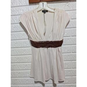 Sky Women's Top with Braided Belt Detail